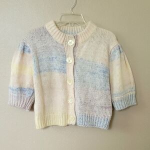 En Saison Ombre Puff Sleeve Cropped Button Cardigan - Size Medium